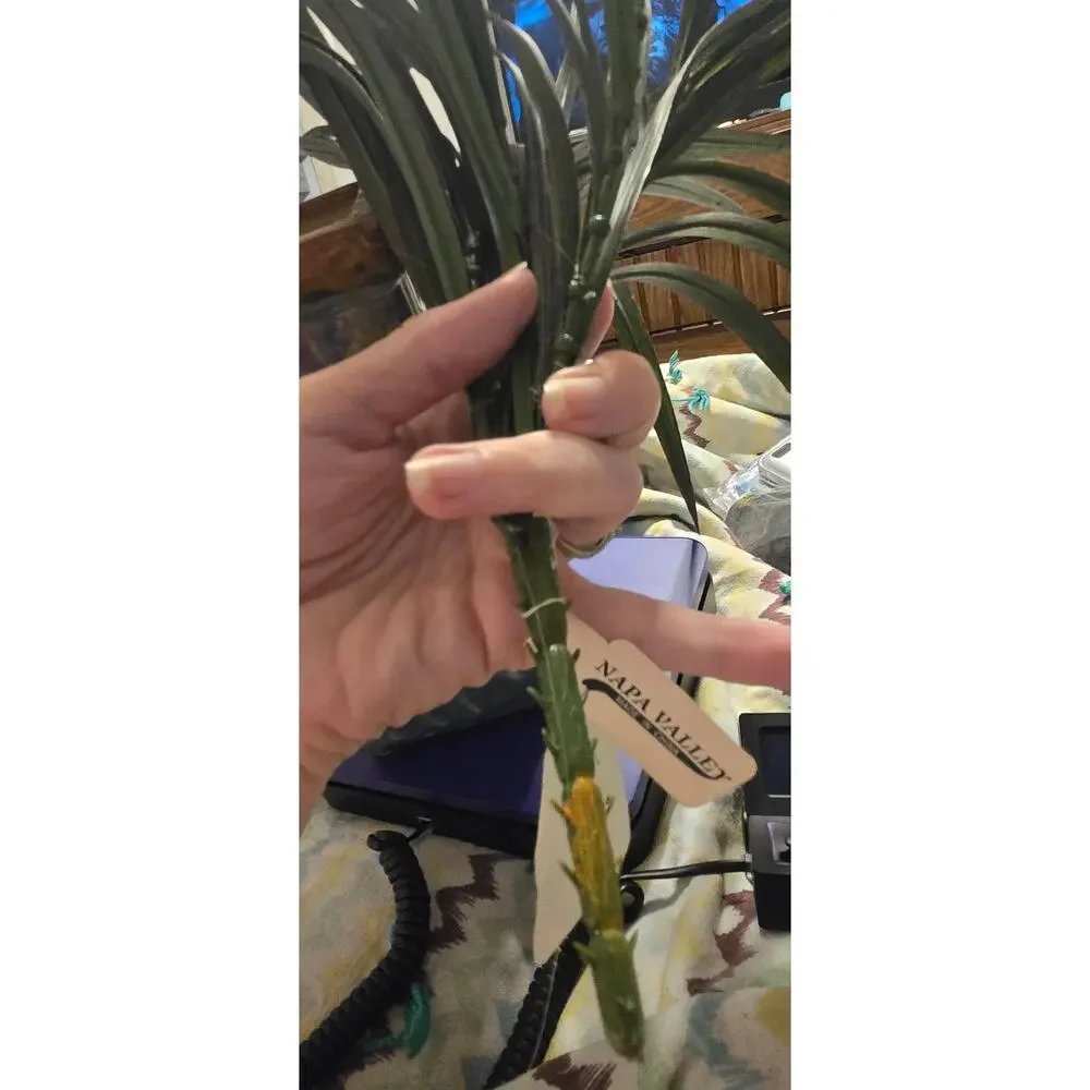 Blue Pottery Vase with Faux Grass Decor from Napa Valley